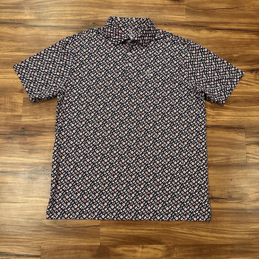 Rhoback Polo Shirt Mens XL Blue Sushi Graphic Golf Performance All Over Print